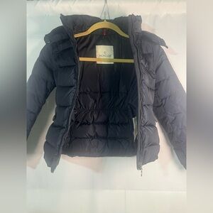 Moncler Kids Navy Jacket with Logo Patch